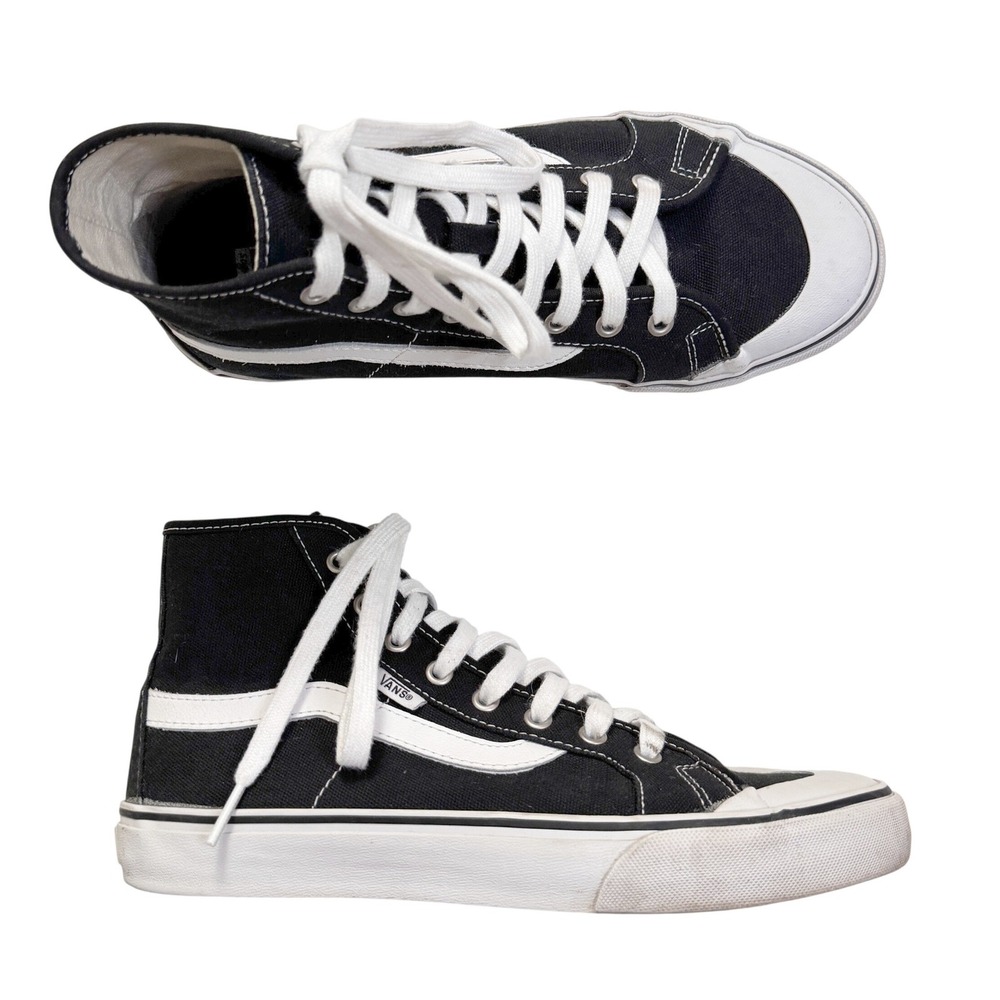 Vans Black Ball Hi SF High Top Sneakers Rare White Canvas Skater Shoes Toe Cap